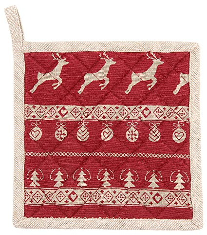 Clayre & Eef NOC45-2 Topflappen Küchen Hirsch Motiv Baumwolle