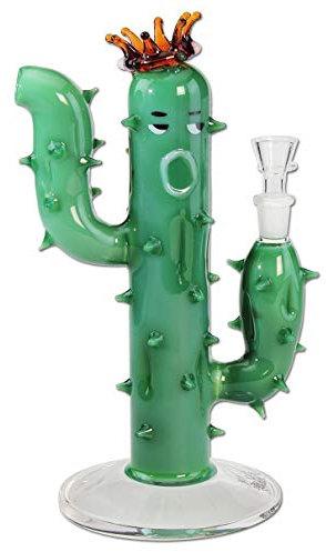 Black Leaf Wasserpfeife, Kolben-Bong, Glasbong | 28 cm, NS 14 (14,5mm) | grün | robustes BOROSILIKATGLAS | von bong-discount