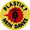 Aufnäher: PLASTIK? NEIN DANKE DIY Biker Love Aufbügler Motiv Geschenk für Vespa Fans Patch mit Stickerei - Roller Sticker für Rucksack/Jeans/Taschen - 60x60mm