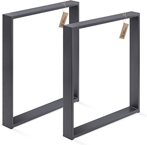 LAMO Manufaktur Tischbeine für Schreibtisch Esstisch, Simple Massive, Vierkantprofil 80x20 mm, Tischgestell 70x72 cm (BxH), Grau, 2 Stück, LTS-01-C-EE-7016
