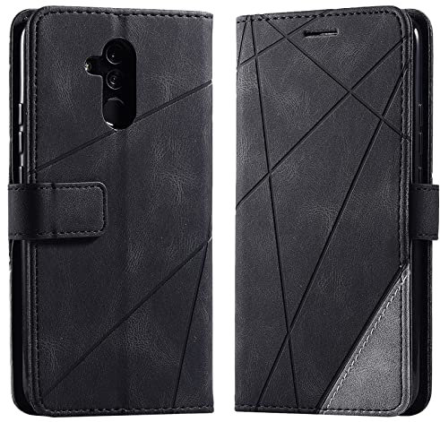 Vankii Cover per Huawei Mate 20 Lite, Flip Caso Libro Premium Portafoglio Custodia in Pelle PU Magnetica,Custodia Pelle Sintetica TPU Silicone Antiurto,Funzione Supporto Slot Schede (Nero)
