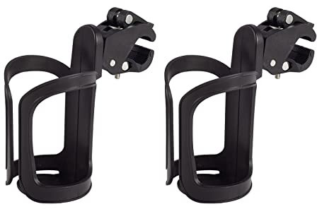 2 Stück Getränkehalter für Kinderwagen,360 Grad Rotation Nuckelflaschen kaffeehalter,Fahrrad Flaschenhalter,für Fahrräder,Mountainbikes,Kinderwagen und Rollstuh Black