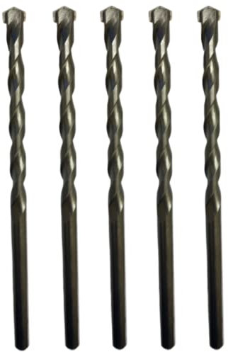 10mm x 200mm TCT Tipped Masonry Drill Bits (Pack Of 5) For Concrete Brick Porcelain Ceramic Tile Plastic Wood