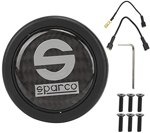 Auto-Lenkrad-Hupenknopf, 6-Loch-Kohlefaser-externe Hupenknopf-Kits für Sparco-Lenkrad-Auto-Auto-modifizierte Teile