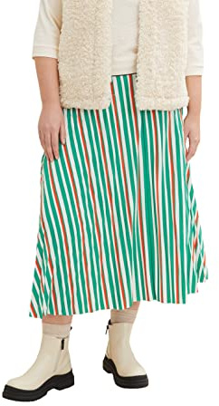 TOM TAILOR Damen 1035964 Plussize Plissee Rock, 31120 - Multicolor Vertical Stripe, 48 Große Größen