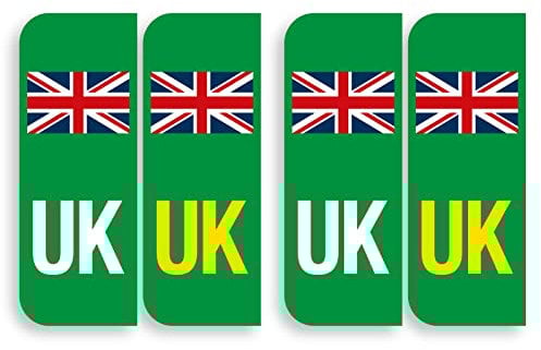 stika.co 2 Pairs of Road Legal United Kingdom Symbol Car Reflective Vinyl Stickers, Number Plate Decal for European Roads After Brexit - UK Flag Electric EV Vehicles - 2 Pairs (2X Front + 2X Back)