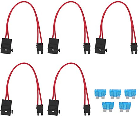 Walfront 5Pcs Auto Sicherungshalter Automobil-Kfz-Flachsicherungshalter-Set 16 AWG Mini-Sicherungshalter-Anschluss mit 5-Teiliger 15-A-Sicherung (AKT M 19,1 mm)