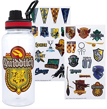 Harry Potter Quidditch Ensemble bouteille d'eau en plastique avec bec torsadé 946 ml
