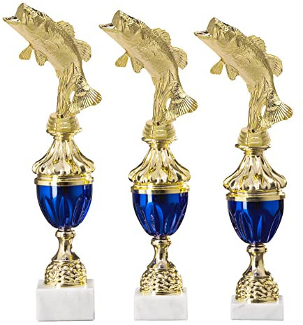 eberin · Pokal Serie Angeler, Gold-blau, mit Wunschtext, Größe 35,8 cm