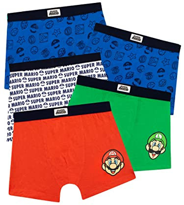 SUPER MARIO Ragazzi Mario Briefs Confezione da 5 Intimo per Bambini Multicolore 7-8 Anni