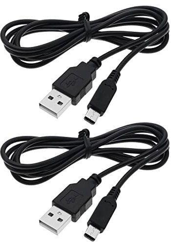 EMSea 2 x USB-Ladekabel, Ersatz für Nintendo DSI/3DS/3DS XL/NEW 3DS S/NEW 3DS XL/3DS LL, USB-Ladekabel, Schwarz