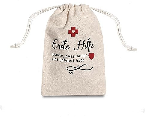 Uniqueed® - Hangover Kit Stoffbeutel 10er Set | Hochzeit Party Gastgeschenk | First Aid Erste Hilfe Bachelorette Party-Taschen Hochzeit Geschenk Dekoration Baumwolle Bride Braut (Erste Hilfe)