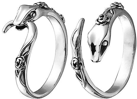 Wendalern Gothic Silber Schlange Ring Set - Offen Verstellbar, Stapelbar, Vintage Midi Zeigefinger Ringe - Winzige Tier Band Schmuck Für Frauen (2 Stück)
