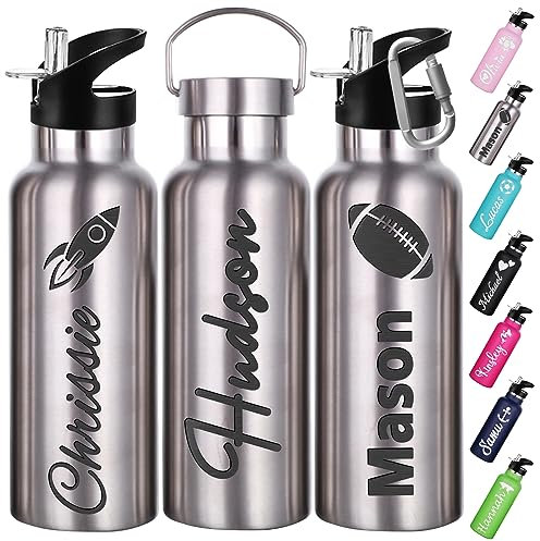 Gourde Personnalisée Avec Paille 350ml 750ml Nom Gravé Logo Bouteille Isotherme Bouteille d'eau Personnalisée En Acier Inoxydable Cadeau pour l'École Le Sport Le Bureau l'Extérieur