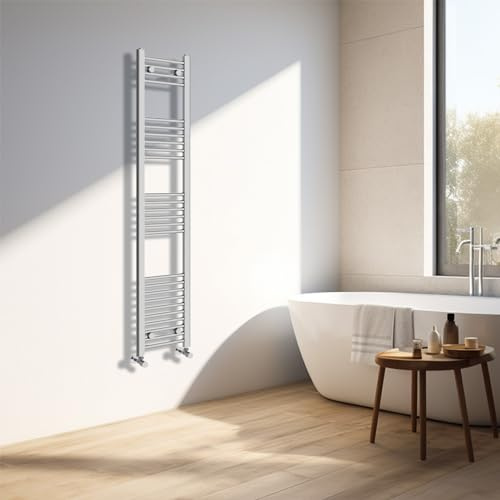 NRG Chrome Heated Towel Rail Straight Designer Radiator, 1600×300mm | Central Heating Radiator, Steel, Wall Mounted, Modern Radiator, Larger Water Capacity, for Bathroom High Output