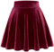 DRESSTELLS Damen Samt Rock Mini Skater Röcke Vielseitige A-Linie Basic Stretch Ausgestellte Casual Faltenrock Dark Red M