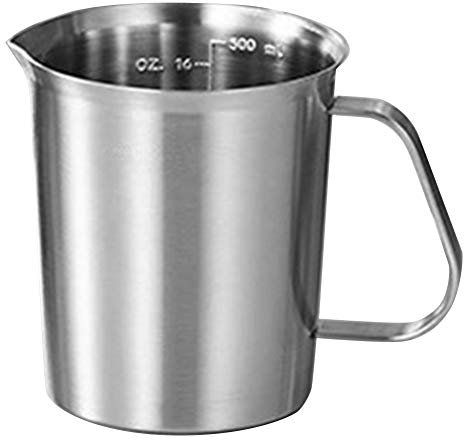 Pimahnry Medidora de Acero Inoxidable, Herramientas de Resina para Mezclar, Jarra de Cocina Graduada de PrecisióN, Boquilla para Verter, Hornear, Cocinar 500 Ml