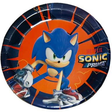 BeenSmile, 8 PLATOS 18 CM SONIC PRIME, Platos Desechables para Fiesta de Cumpleaños Infantil, Artículos de Decoración para Fiestas Temáticas