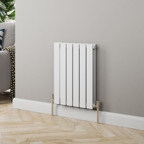 Radiant Living® 600 x 456mm White Horizontal Designer Radiator Double Column Flat Panel Modern Modern Central Heating Panels Bathroom Radiators