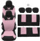 A ABSOPRO Kit universale di coprisedili per auto composto da 9 pezzi, lavabili e traspiranti, protezione interna per sedili di camion, SUV e auto, in tessuto a maglia a farfalla rosa.