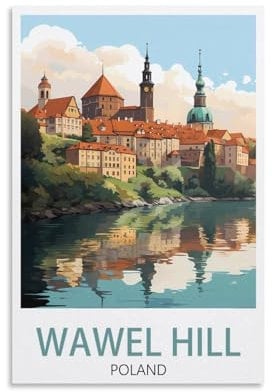 LHJOIUN Wawel Hill Polen Vintage-Reiseposter Landschaft, 50 x 75 cm, Kunstdruck auf Leinwand, für Wohnzimmer, Schlafzimmer, Heimdekoration, moderne Kunst