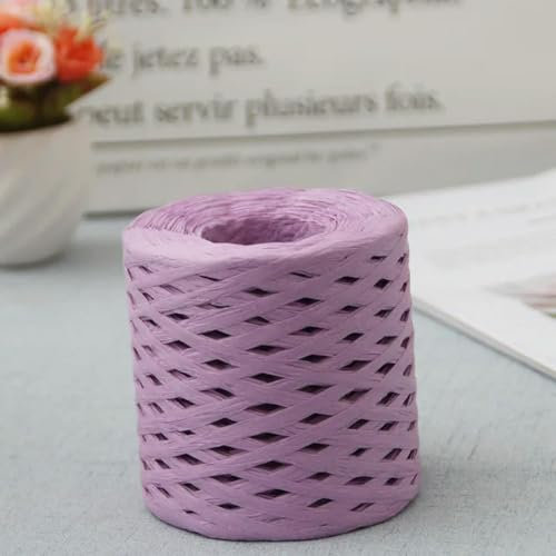 GUOZIF Cinta de Cuerda de Hilo de Rafia de 200m, Cordones de Papel de Paja de Rafia Natural para ondear Hilo, Embalaje para Fiestas, Manualidades, Bolsa, Sombrero, Suministros de Costura
