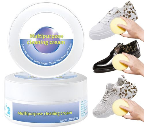 GMTEO Weisse Schuhe Reinigungs Creme, 2024 Neu Multifunktionale Reinigungs und Fleckentfernungscreme für Sneaker Reiniger Weiß, All-purpose Schuhe Reinigungscreme für alle Oberflächen (2 Stück)