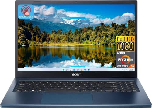 acer Aspire 3 Ordinateur portable à écran tactile IPS Full HD de 15,6 | AMD Ryzen 5 7520U (Beat i7-1165G7) | RAM DDR5 8 Go | SSD 512 Go | Carte graphique AMD Radeon | Windows 11 Home | Ensemble avec