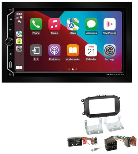 ESX VMX700DAB 2-DIN Autoradio kompatibel mit Wireless Apple CarPlay Android Auto Bluetooth DAB+ passend für FIAT 500X ab 2015 schwarz