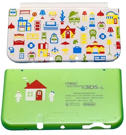 Meigpai Limited for New 3DSXL Extra Shell Cover Plates Animal Forest Cross Replacement, A/E Faceplate Housing Case CoverPlate, Top/Bottom, Green / White, Plastic
