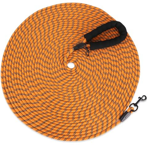 Training Leads for Dogs, 5M 10M 20M Strong Rope Long line Dog Lead Leash with Soft Padded Handle and Heavy Duty Hook, Reflective Recall Training Leads Orange for Large Medium Small Dog(20M/65FT)