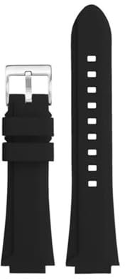 MBUIOPJ Silikon-Armband aus Gummi, kompatibel mit Oris Aquis 7330 7740, gestreiftes Uhrenarmband, konvexes Armband, Schwarz/Blau, 24 x 11 mm, 24 x 12 mm(Black silver pin,24-11mm)