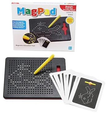 SULOLI Magnetische Zeichentafel,Zaubertafel,Pädagogisches Zeichentablett,Magnet Spiel mit Kugeln und magnetischem Stift für Kinder Schul Familie（Schwarz）