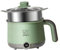 MagiDeal Electric Hot Pot Electric Skillet with Steamer Multi Functional Electric Rice Cooker Mini Cooker Pot for Noodles Oatmeal Fry, green