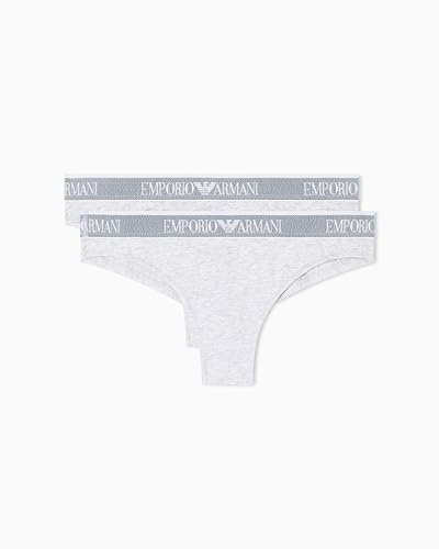 Emporio Armani Damen Logoband 2-Pack Brazilian Half Slip, Grau, L, grau, L