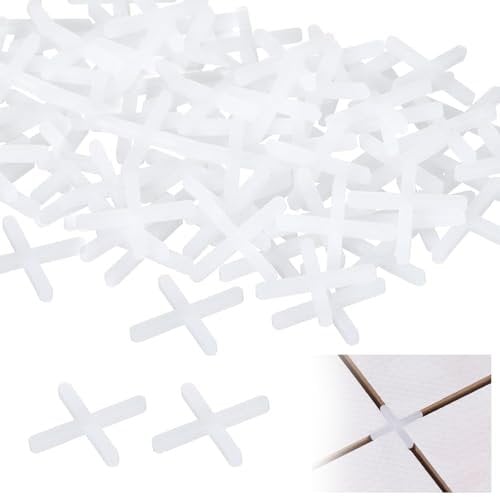 500 Pcs Tile Spacers, 3mm Plastic Cross Shaped Gasket Spacers Tiling Tools Ceramic Tile Lnstallation for Fixing Mat Tile Leveling (White)