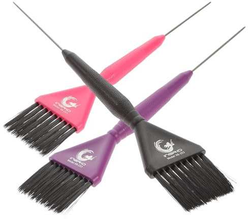 Beavorty 3piezas Pinceles Teñir Pelo Cepillo Resaltar Cabello Herramientas Peluquería Fácil Aplicación