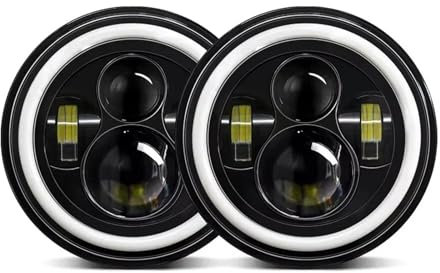 Tfkkaw Projecteur Principal auto Pour Toyota FJ pour Cruiser pour Landcruiser HZJ75 75 78 79 série JTX pour Land pour Cruiser FJ40s FJ45s 7 pouces phare voiture Led DRL H4 phare Feux avant(2piece)