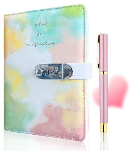 FZSECRIU 1 Stück tagebuch mit schloss mädchen +1 Kugelschreiber,Geeignet für Mädchen im Alter von 8-14 Jahren mit schloss