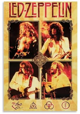 DHWDPO LED-Poster, Zepelin-Rock-Band, Poster, Leinwand, Wandkunst, Dekor, Gemälde für Zuhause, Wohnzimmer, Schlafzimmer, 30 x 45 cm, ungerahmter Stil