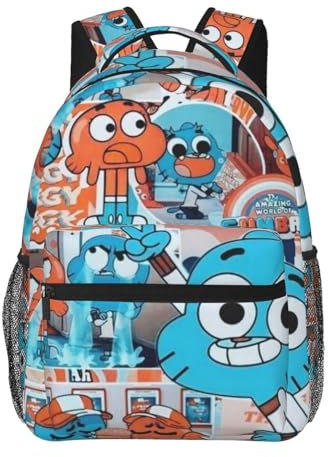 SdetYuia Darwin Gumball-Rucksack, The Amazing Anime World of Gumball, Laptop-Rucksack, leicht, große Kapazität, Reiserucksack, Cartoon-Anime-Fans, Geschenk, Schwarz , 41 cm