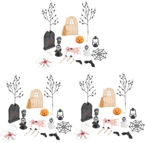 BESPORTBLE 3 Sätze wild Halloween-Schmuck Mini-Puppenhaus-Bausatz Halloween-Desktop- Feen Halloween basteln Halloween tischdeko Halloween-Party- Halloween-Figuren Plastik