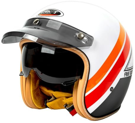 Casques Jet De Moto Casques Vintage ECEDOT Homologué À Face Ouverte À L'allemande Demi Casque De Moto avec Visière Casque Mobylette Moto Bols pour Adulte Femme Homme 5,L:59-60CM
