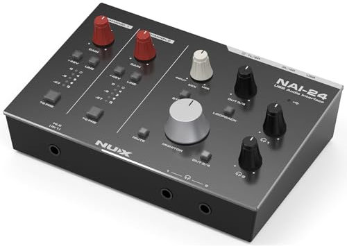 NUX | NAI-24 USB Audio Interface for Recording – 2i2 USB-C Streaming Interface with Dual Compressors, Class-A Preamps & CUBASE 13 LE – Home Studio Audio Interface for Mac & PC