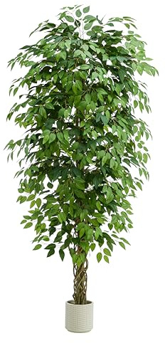 TNGGNT Kunstpflanze Ficus Benjamini 7FT, Künstliche Pflanzen Groß mit Topf