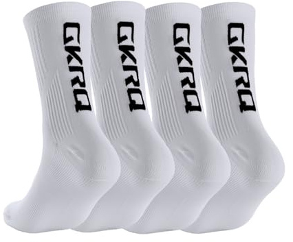 GKRQ 4pairs Fahrradsocken Herren/Damen - Radsocken Mittelhoch (Mittelknöchel) aus Nylon für Rennrad, MTB & Trekking - Atmungsaktive Sport Socken