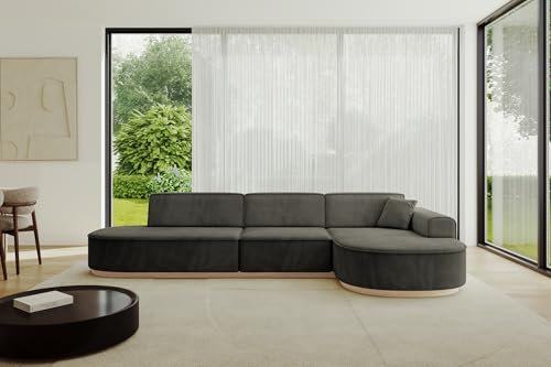 ALTDECOR Ecksofa in L-Form Corner Sofa Bett Eckcouch Couch Wohnlandschaft Cauchsofa MARI-L2-317x163x73,5 cm Schwarz