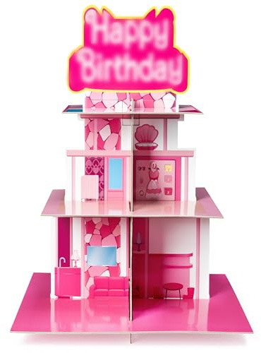 2ooya Princess Dreamhouse Cupcake Stand, 3-Tier Pink Mini Dessert Holder Cardboard Set with Birthday Cake Topper for Kids Girls Afternoon Tea Birthday Gift Party Table Decoration, Baking Candy Display