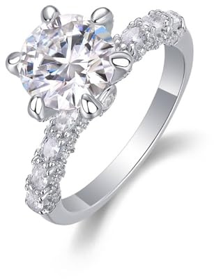 KnSam Echte Goldschmuck Eheringe Platinum PT950, Trauringe 6 Klaue mit Moissanit, Hochzeitsband Platin, Gr.62 (19.7)