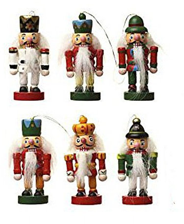 Buzz Traditional Wooden CHRISTMAS NUTCRACKER SOLDIER Decoration/Christmas Tree Decoration - SET OF 6-6cm